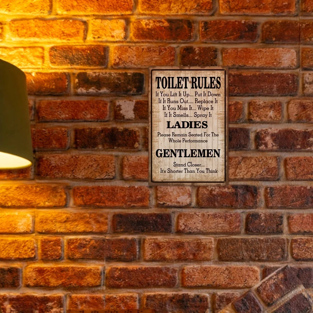 1pc Toilet Rules Metal Plaque Decor