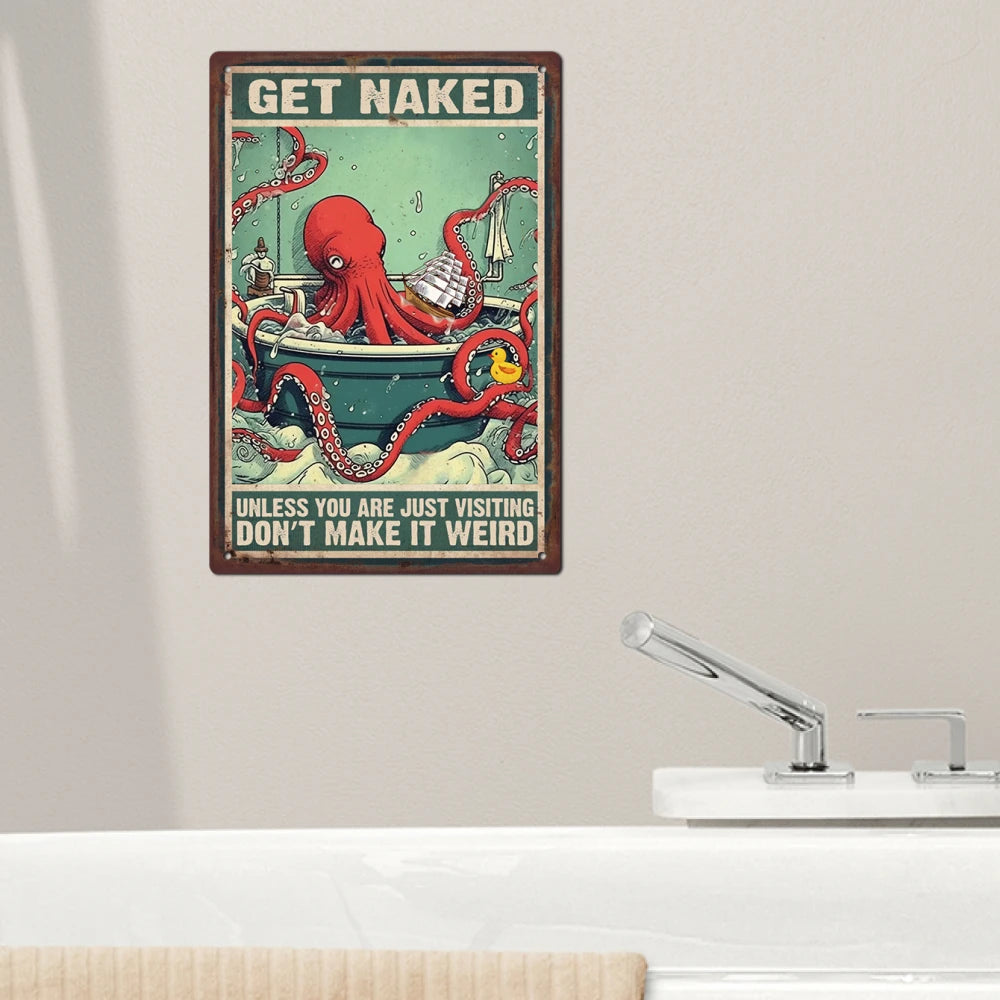 1 Piece Octopus Tin Plaque