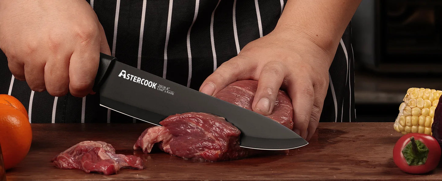 Kitchen Knife Set with Built-in Sharpener Block