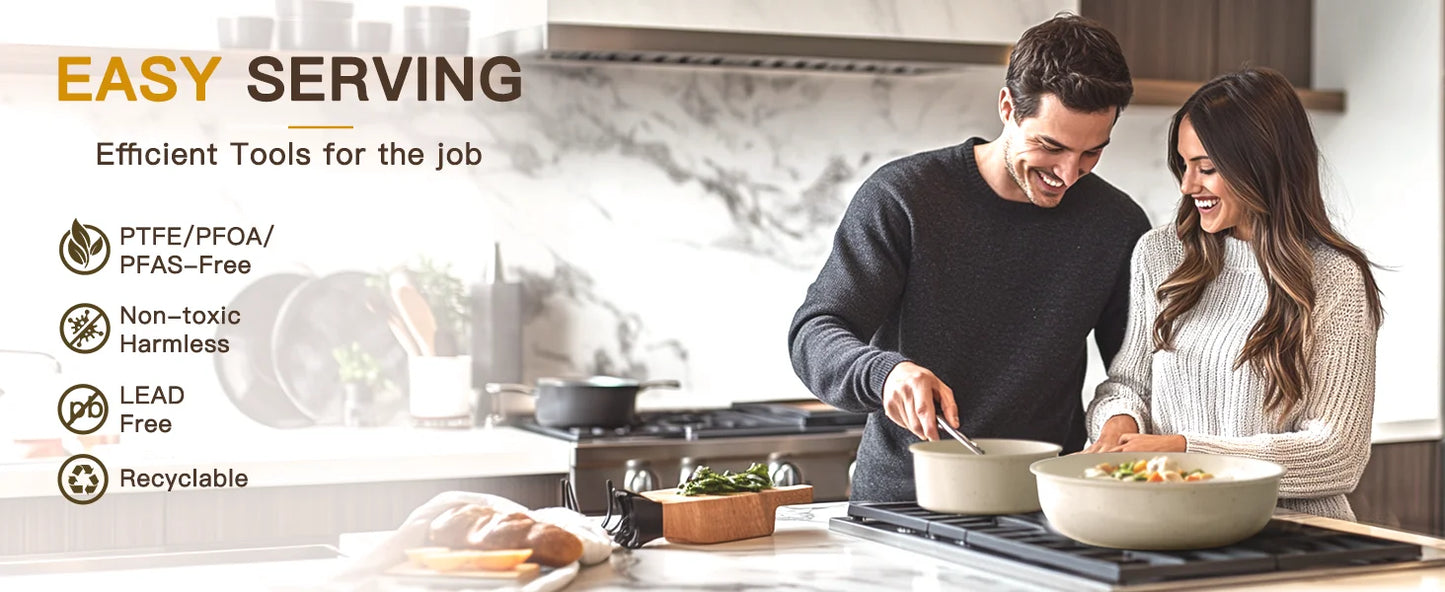 Pot and Pan Non-Stick Set with Sensor Handles