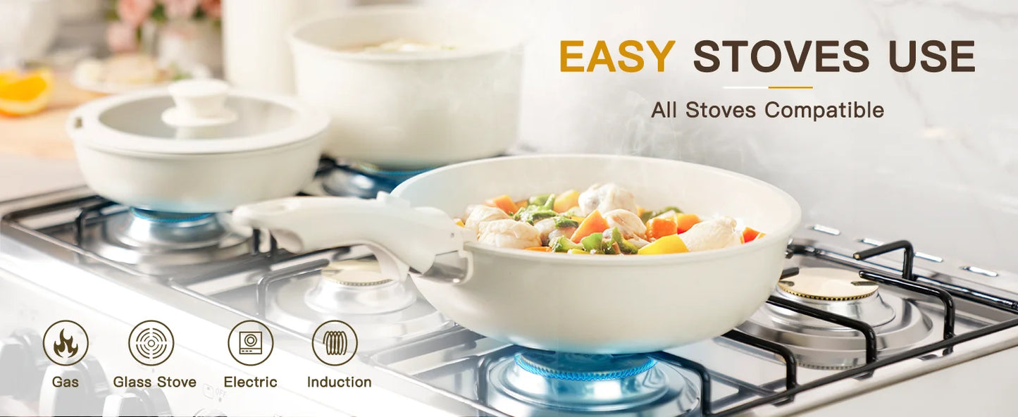 Pot and Pan Non-Stick Set with Sensor Handles