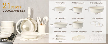 Pot and Pan Non-Stick Set with Sensor Handles