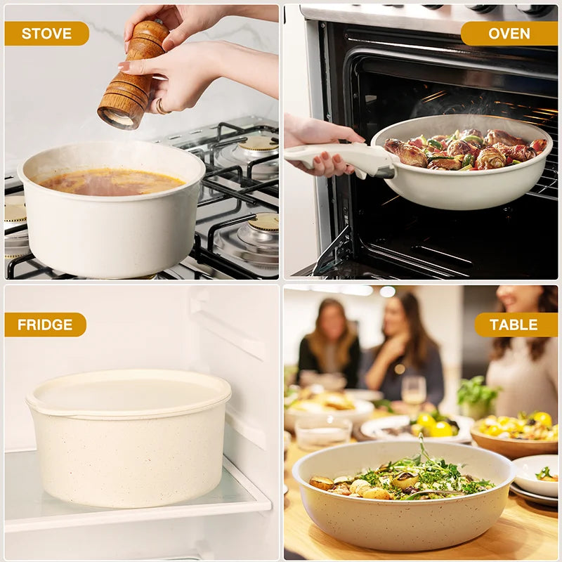 Pot and Pan Non-Stick Set with Sensor Handles