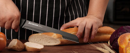 Kitchen Knife Set with Built-in Sharpener Block