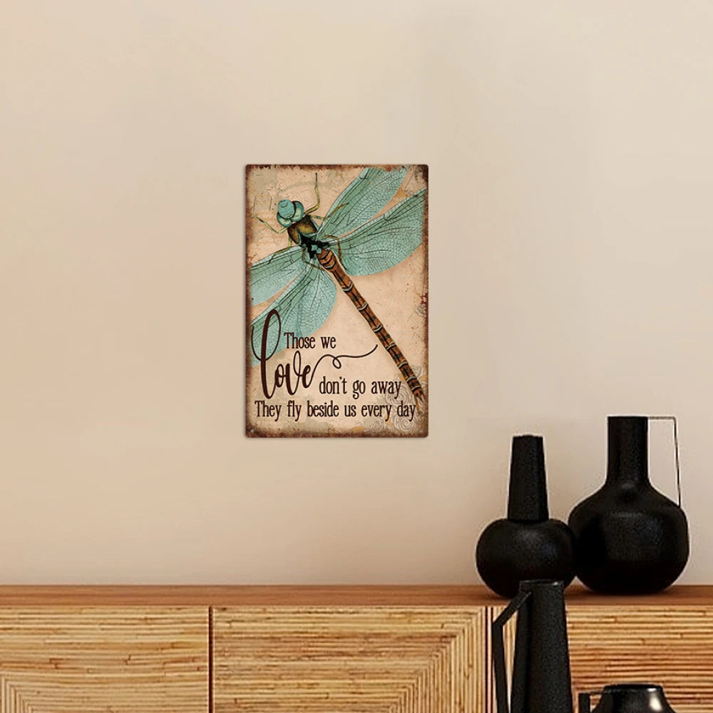 1Pc Dragonfly Metal Sign Decor