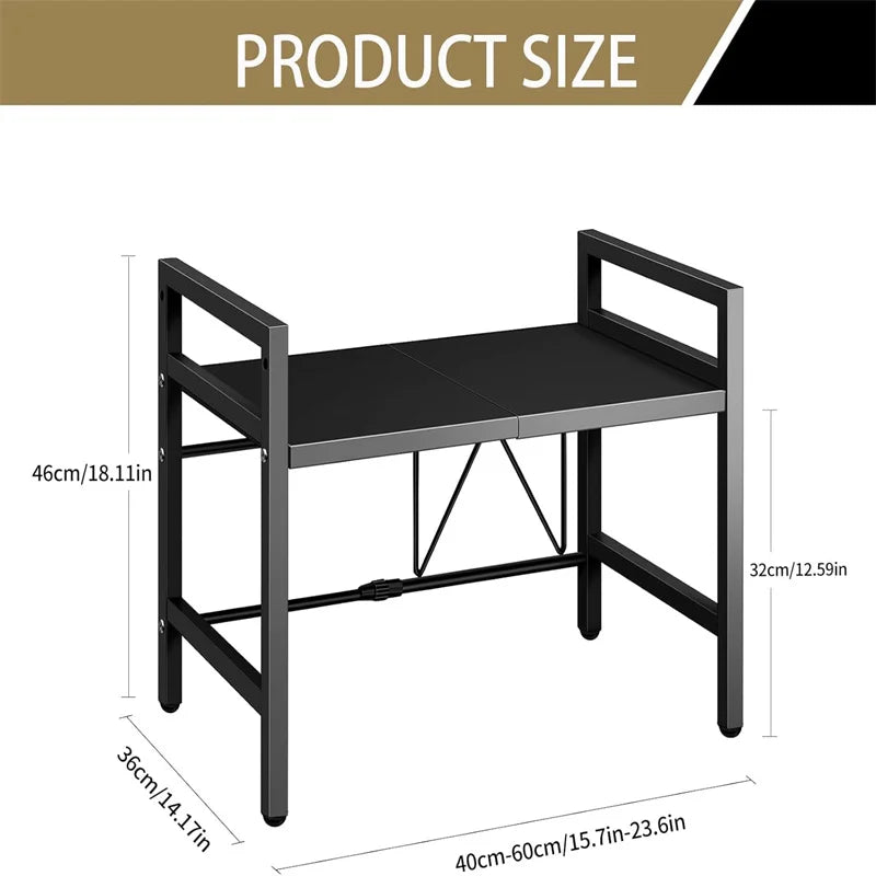 Adjustable Space-Saving Microwave Rack with Hooks