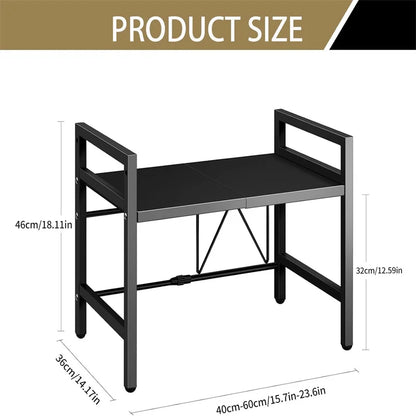 Adjustable Space-Saving Microwave Rack with Hooks