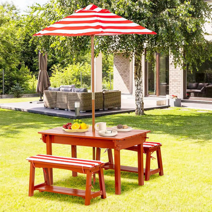 Kids Picnic Table with Umbrella w/Cushions