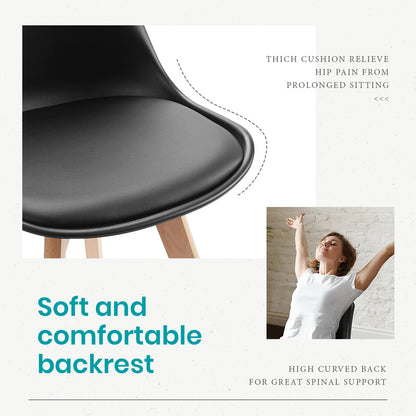 Set of 4 Wooden Legs Dining Chairs