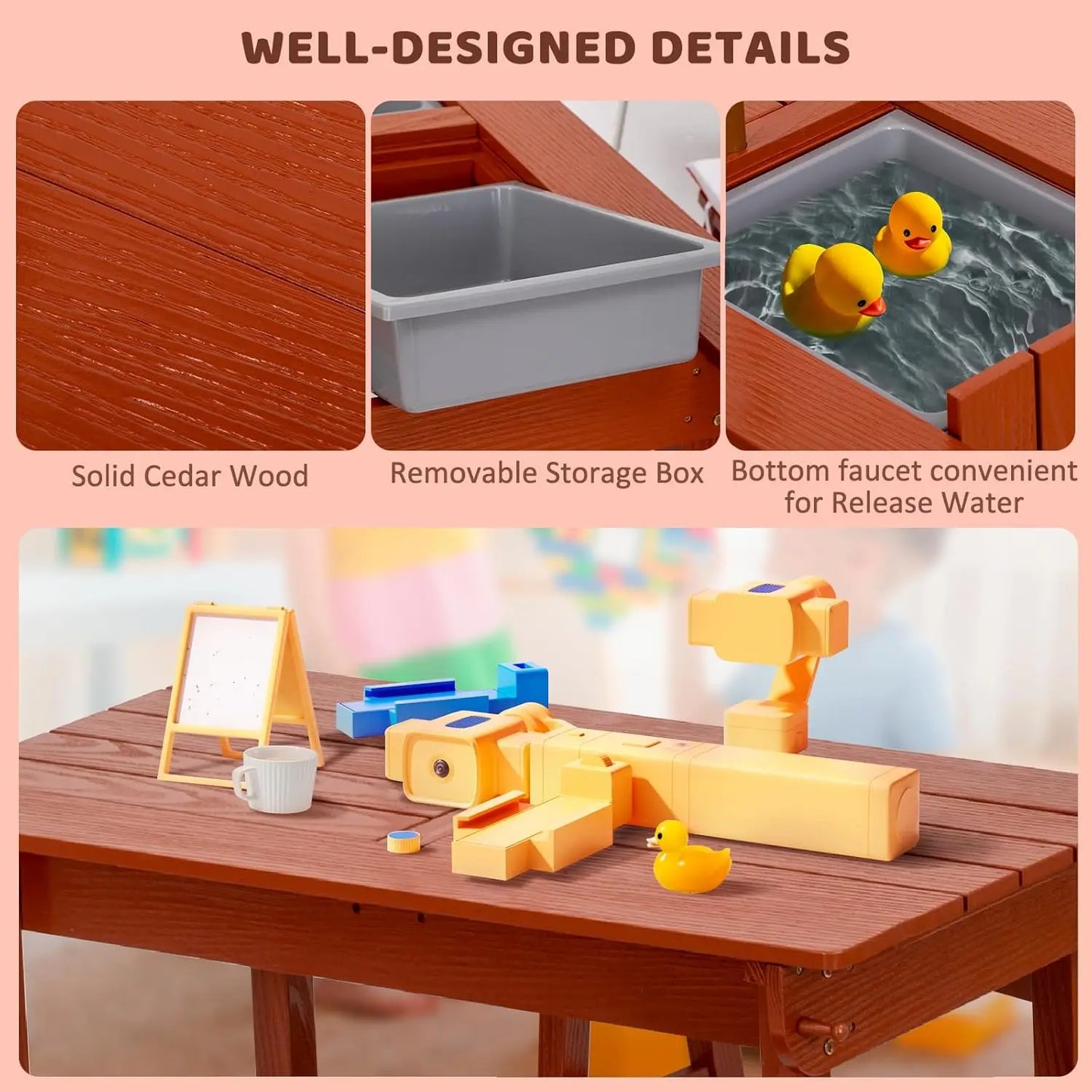 Kids Picnic Table with Umbrella w/Cushions