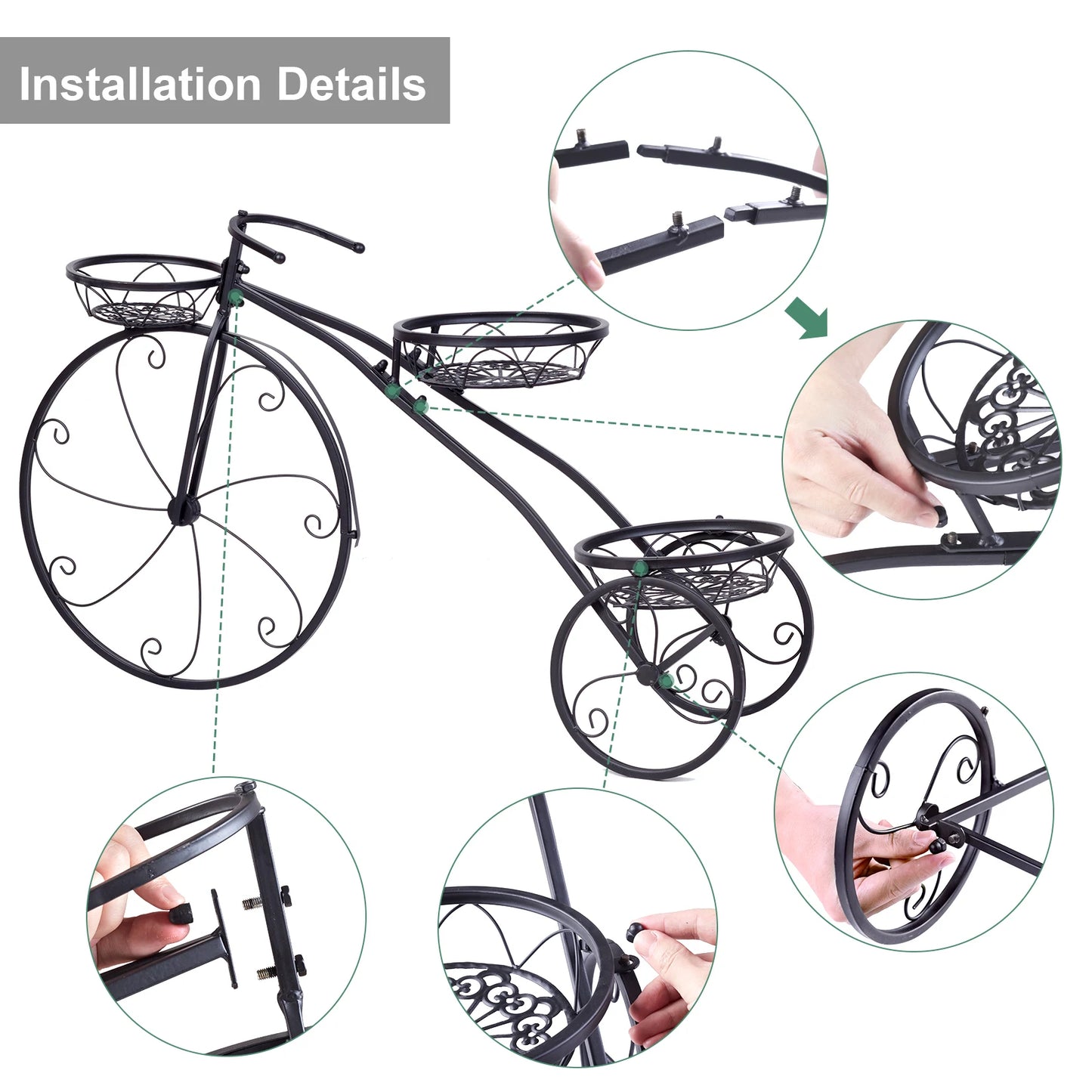 3 Tier Metal Tricycle Plant Stand