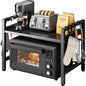 Adjustable Space-Saving Microwave Rack with Hooks