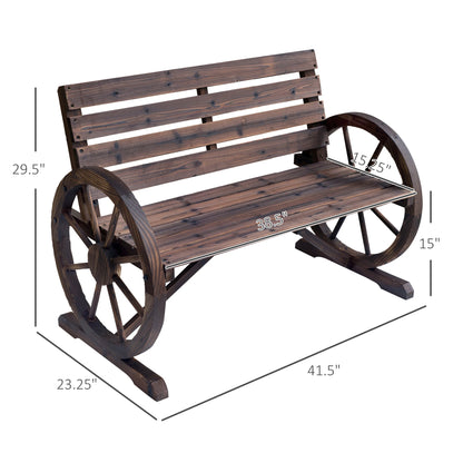 Wooden Wagon Wheel Bench