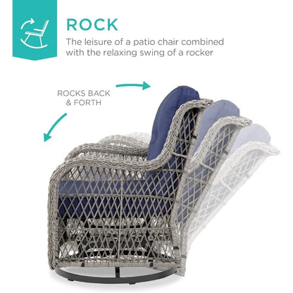 Outdoor Wicker Patio Set w/ Swivel Rocking Chairs