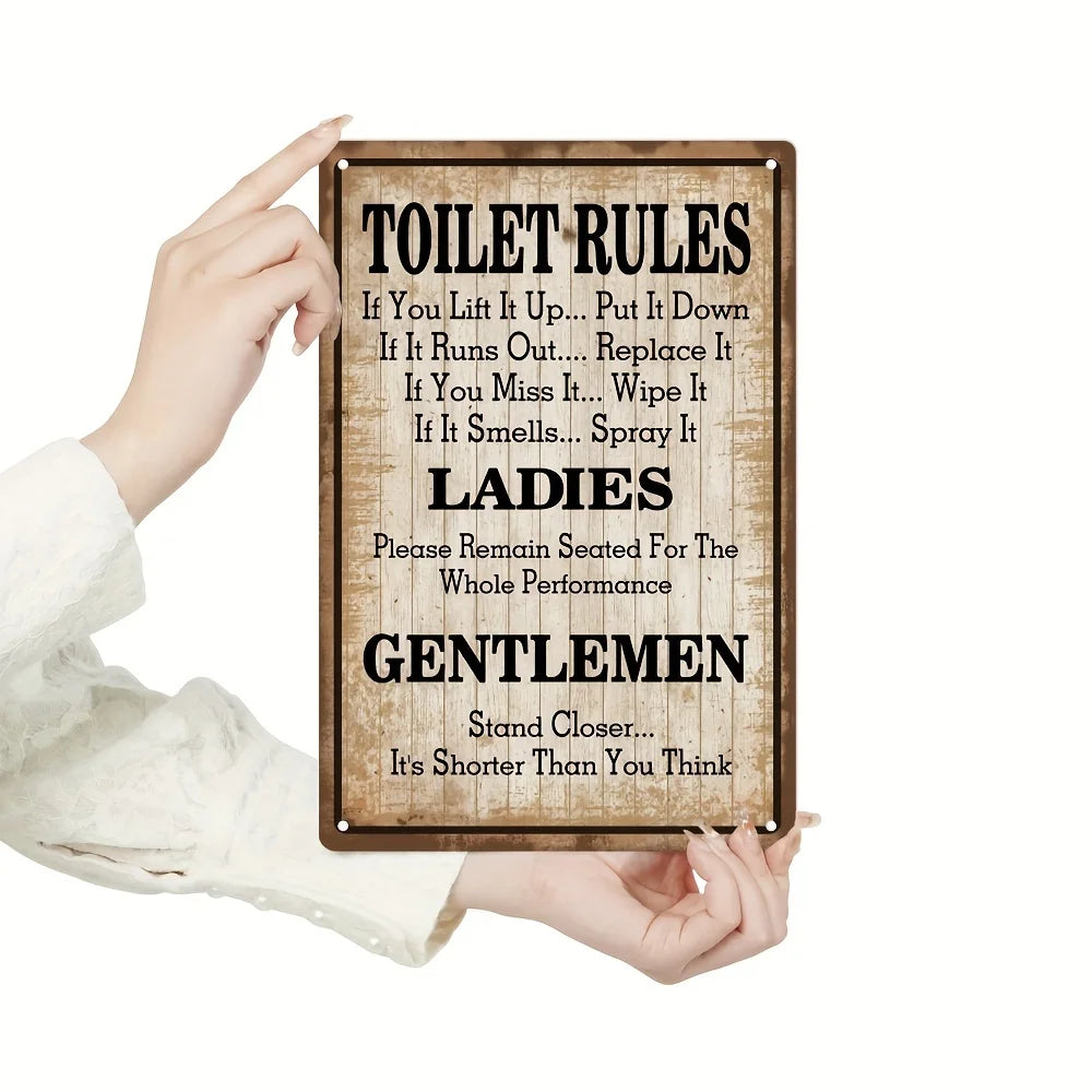 1pc Toilet Rules Metal Plaque Decor