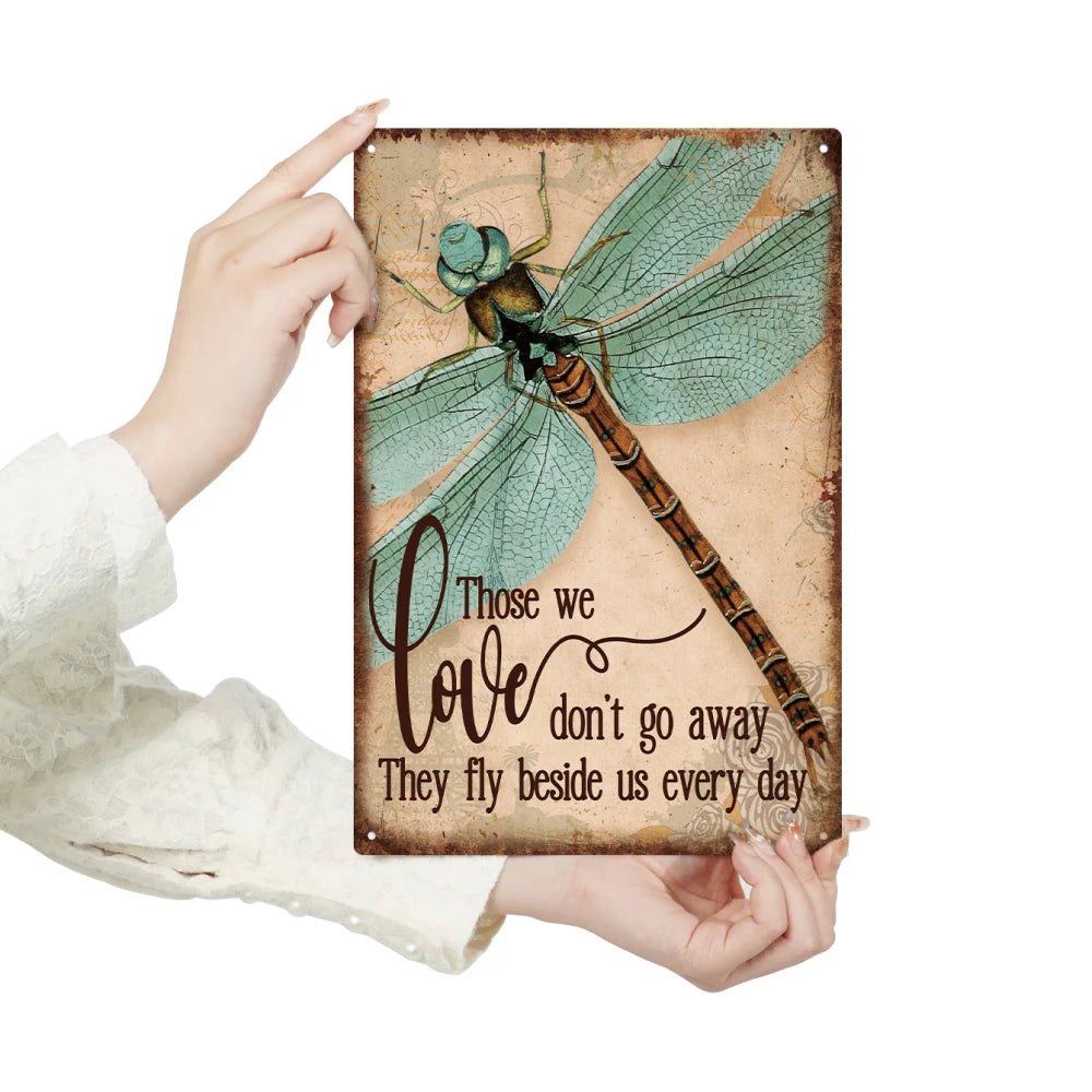1Pc Dragonfly Metal Sign Decor