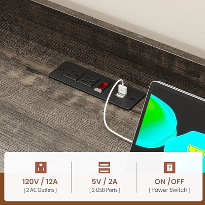 Coffee Bar Cabinet with Power Outlet  and LED Lights