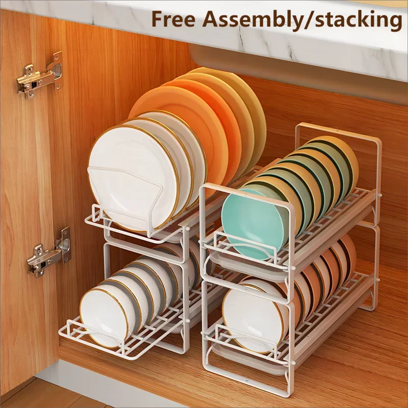 Dish Drain Shelf Stackable Drawer Bowls and Plates