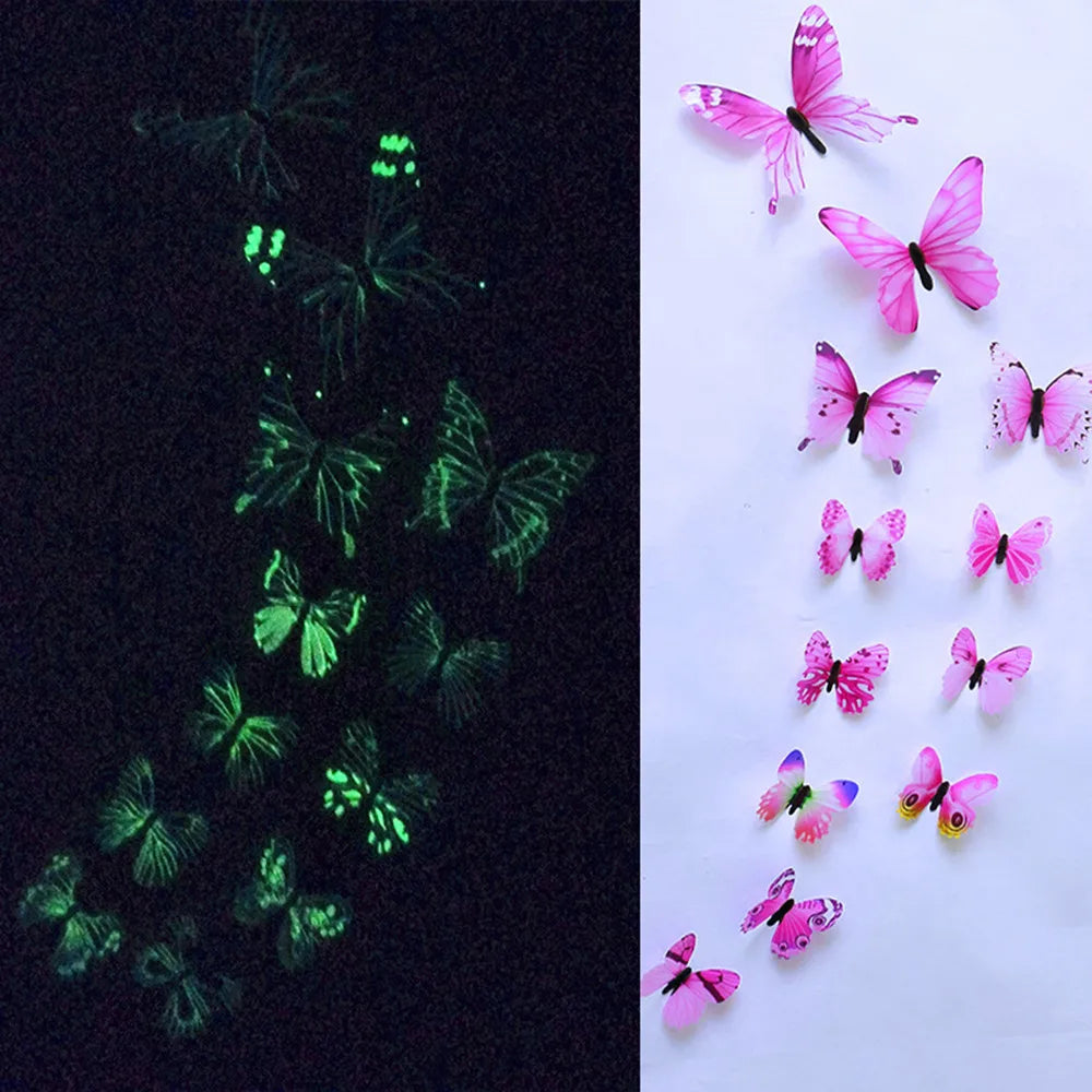 12pcs Luminous Butterfly Decal Wall Stickers