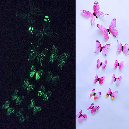 12pcs Luminous Butterfly Decal Wall Stickers