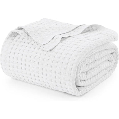 King 100% Cotton Waffle Blanket 300 GSM [King - 90x108 Inch] Soft Lightweight Breathable Bed Blanket for All Sea