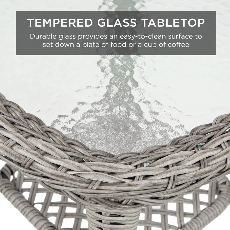 Outdoor Wicker Patio Set w/ Swivel Rocking Chairs