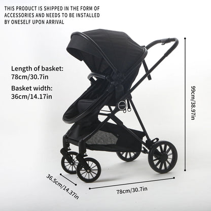 2-in-1 Baby Stroller, Folding & Baby Removable Footmuff