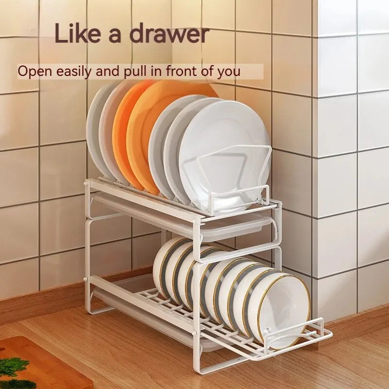 Dish Drain Shelf Stackable Drawer Bowls and Plates