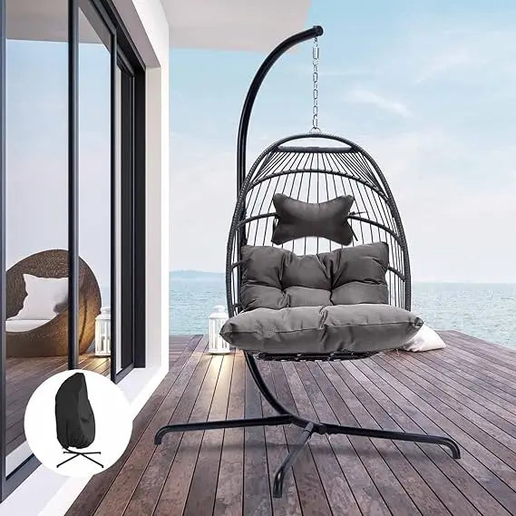 Hanging Egg Chair with Stand and Padded Cushions