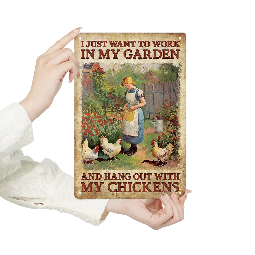 1PC Chicken Metal Tin Sign 7.8 X 11.8 Inches
