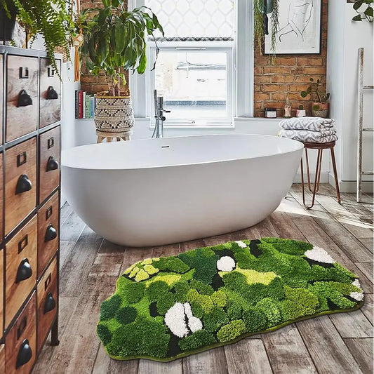 Green Moss Bathroom Runner Rug Shaggy