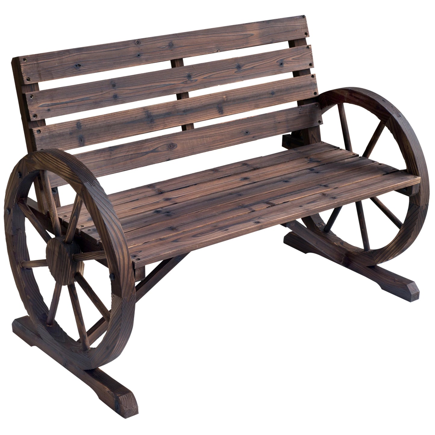 Wooden Wagon Wheel Bench