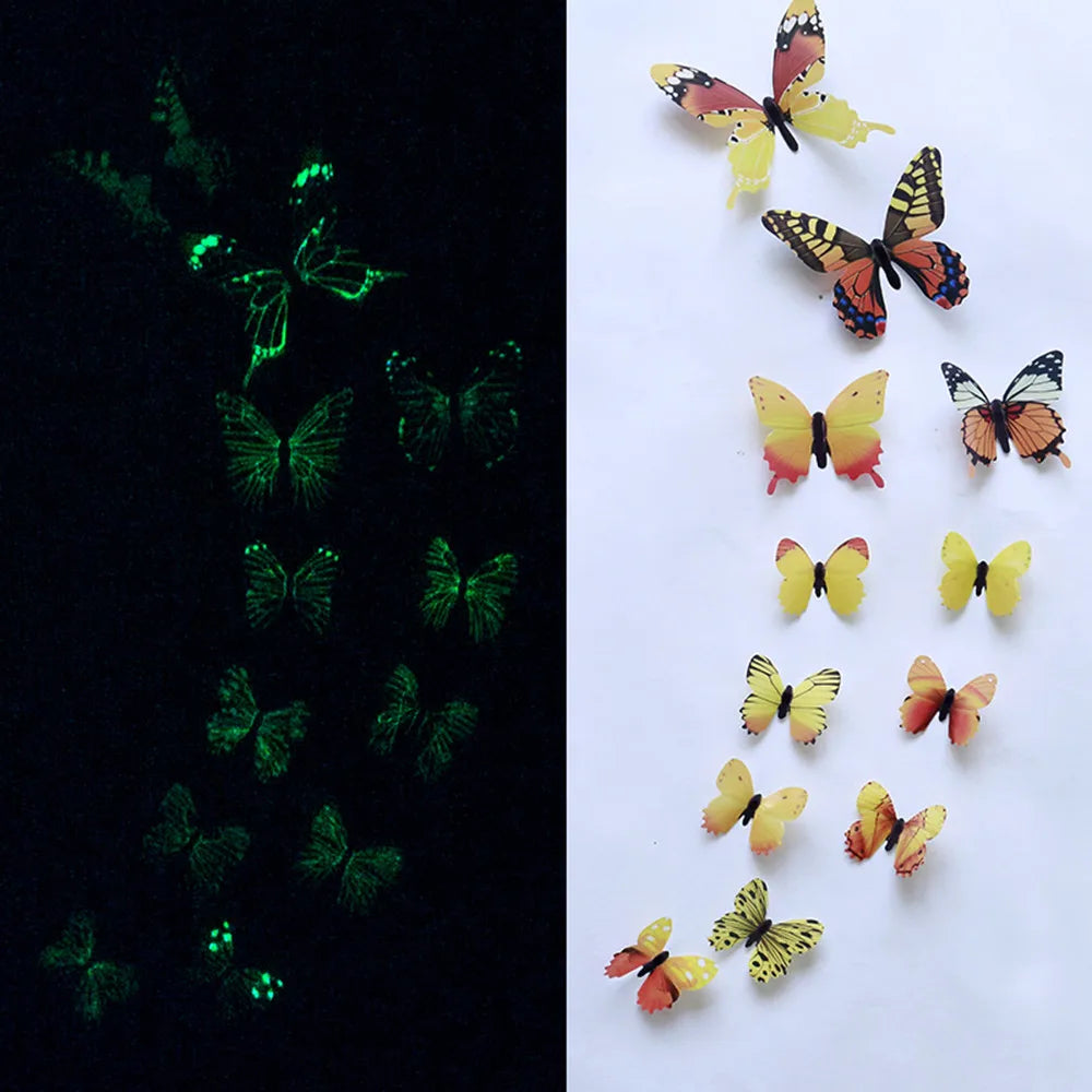 12pcs Luminous Butterfly Decal Wall Stickers