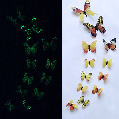 12pcs Luminous Butterfly Decal Wall Stickers