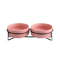 Double Cat Food Water Ceramic Bowls with Stand