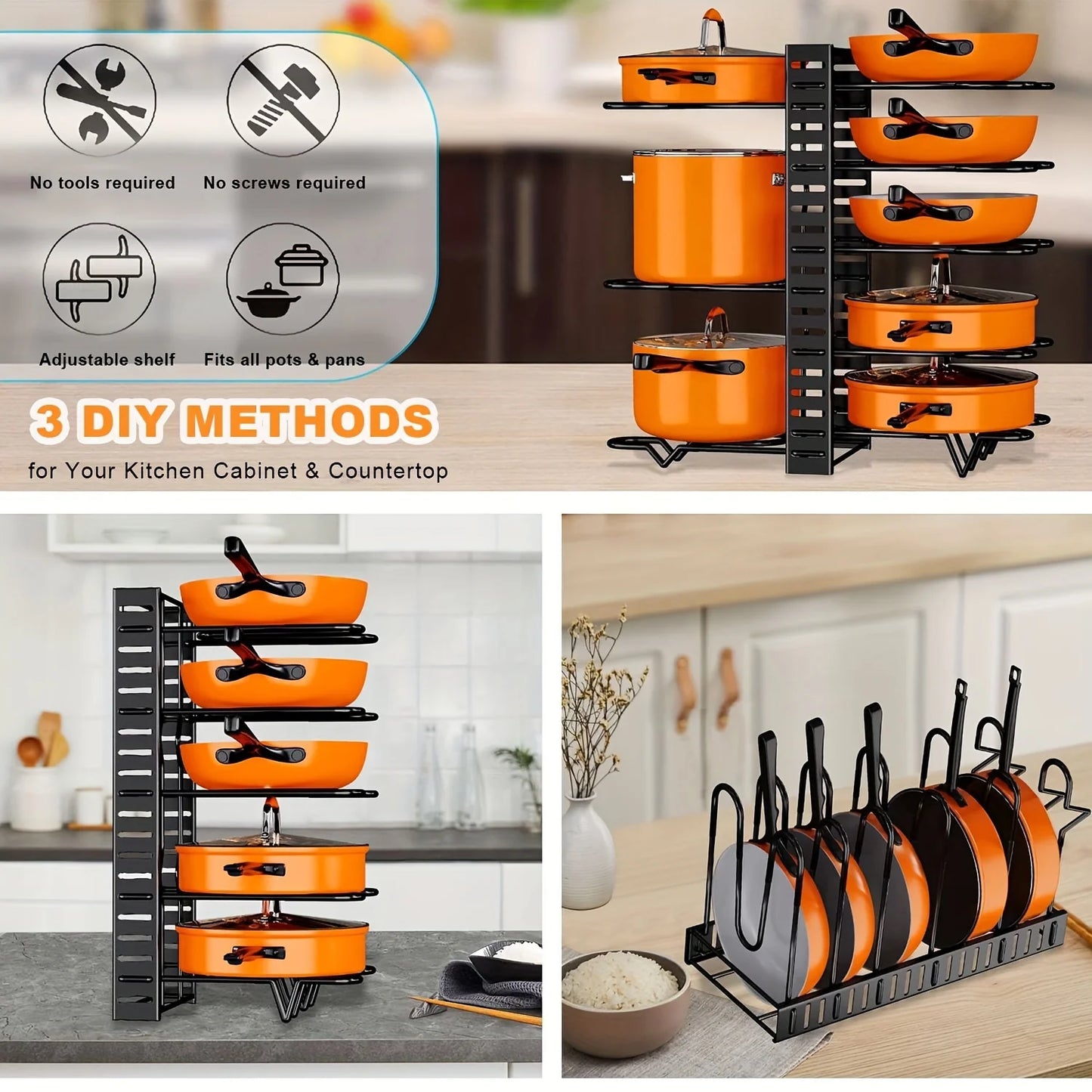 2 Pack Pot Rack Organizers