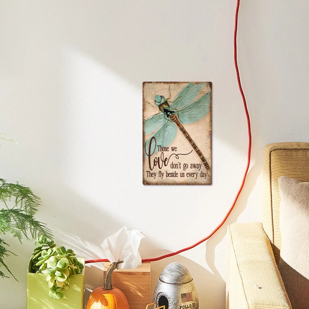 1Pc Dragonfly Metal Sign Decor