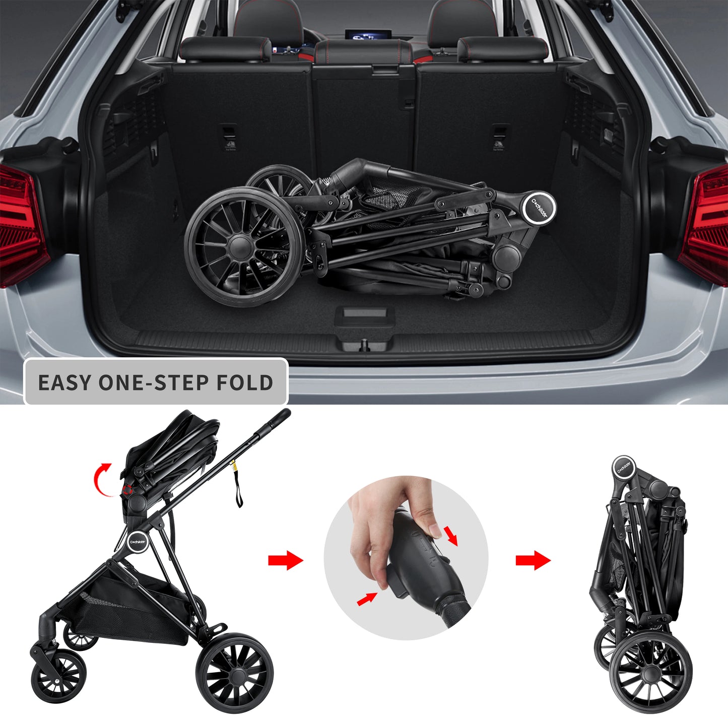 2-in-1 Baby Stroller, Folding & Baby Removable Footmuff