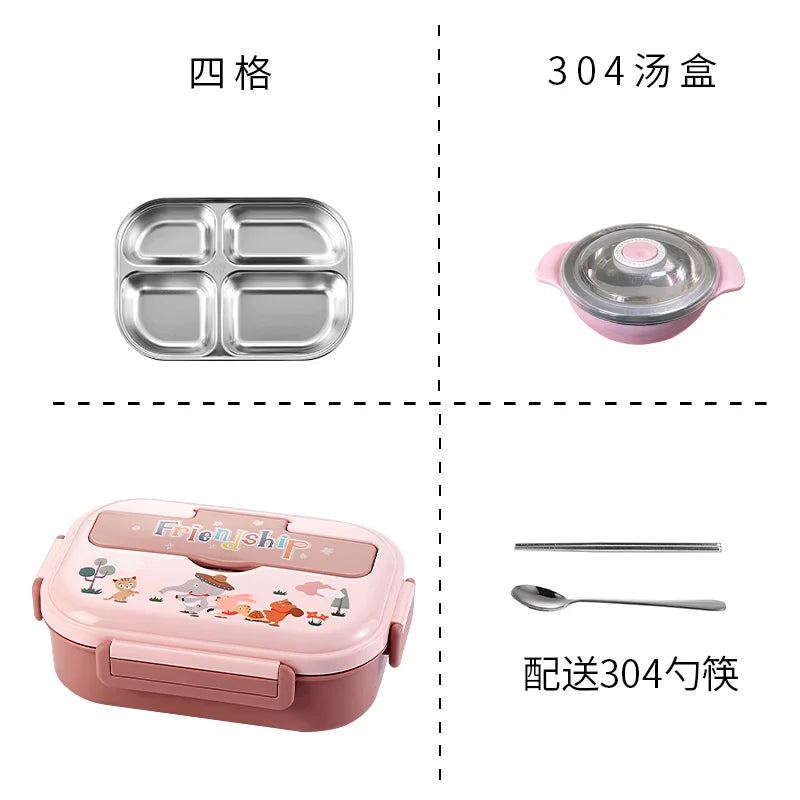 Children's Dividing Plate Cartoon Lunch Box Set