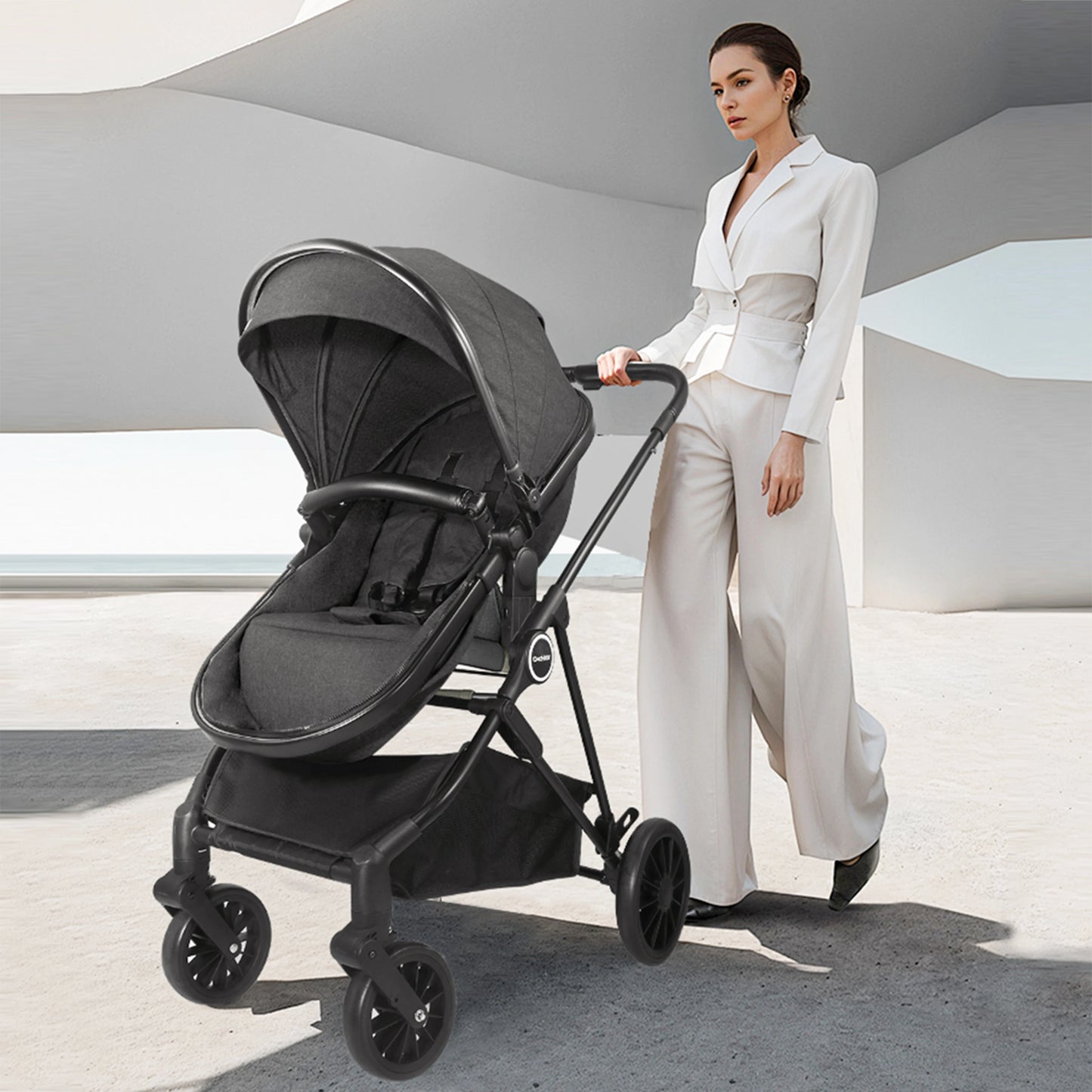 2-in-1 Baby Stroller, Folding & Baby Removable Footmuff