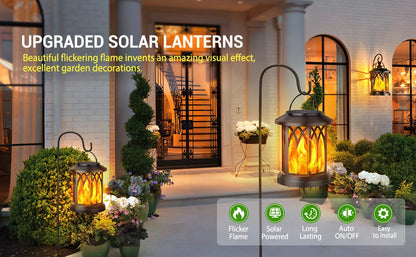 2 Pack Upgraded Flickering Flame Solar Lanterns Lights