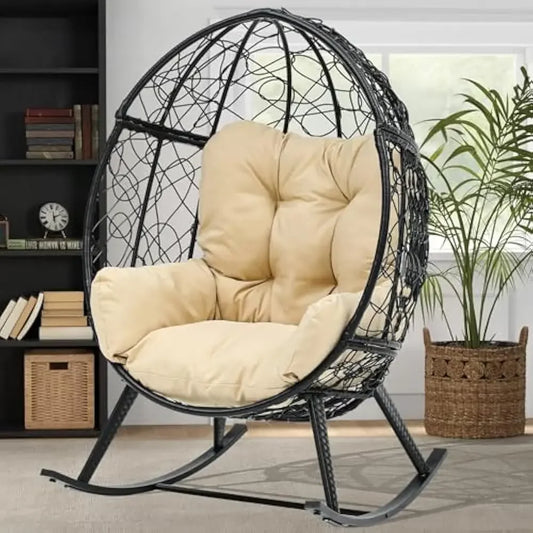 Wicker Rattan Rocking Egg Chair