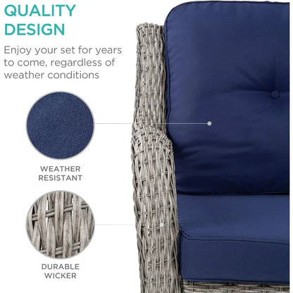 Outdoor Wicker Patio Set w/ Swivel Rocking Chairs
