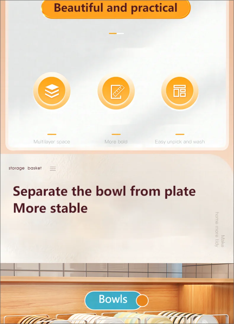 Dish Drain Shelf Stackable Drawer Bowls and Plates