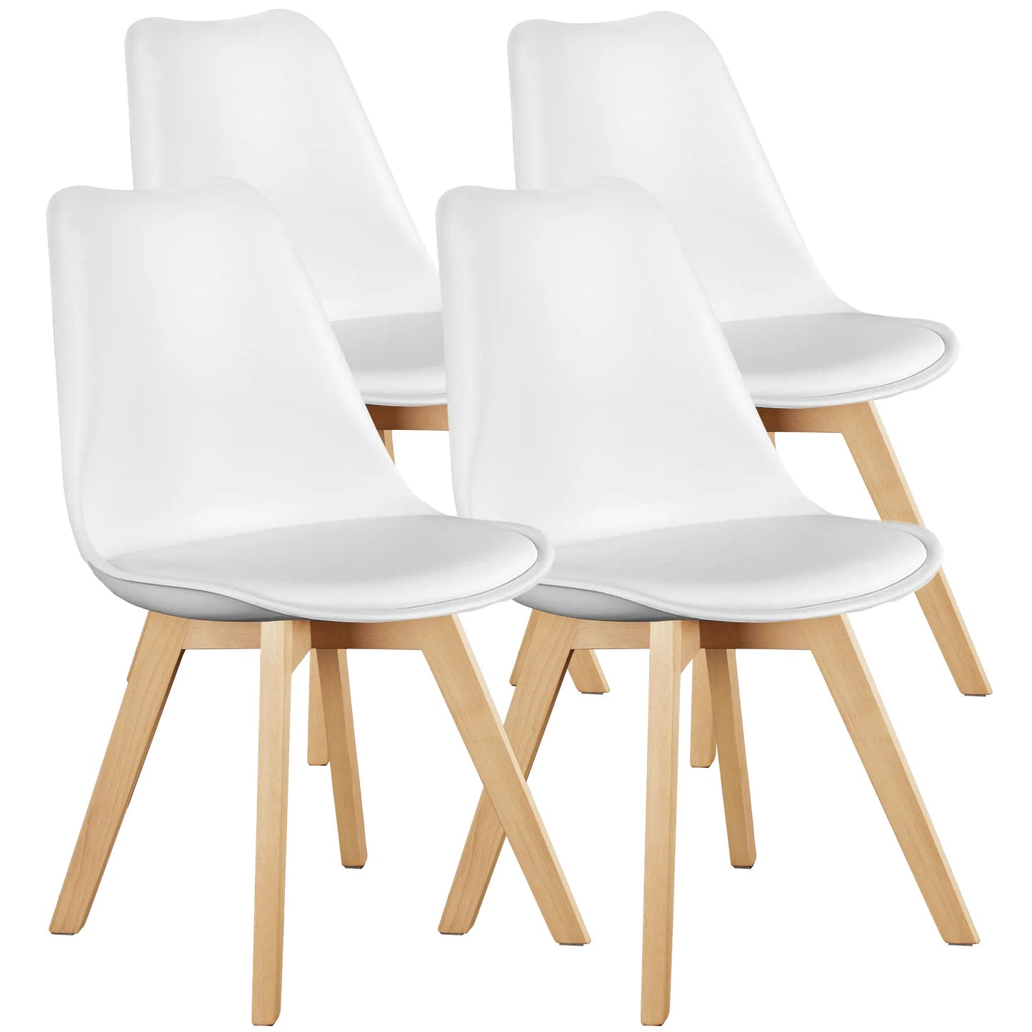 Set of 4 Wooden Legs Dining Chairs