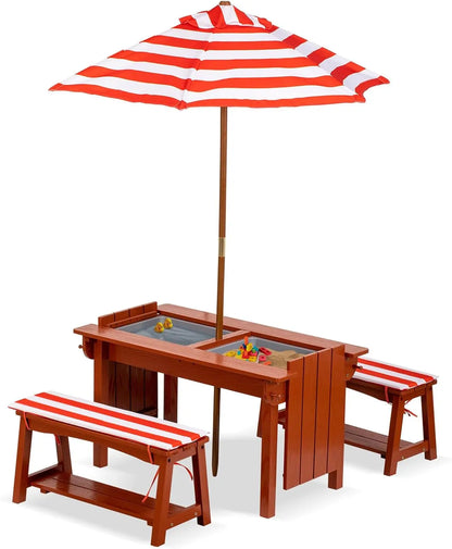 Kids Picnic Table with Umbrella w/Cushions