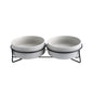 Double Cat Food Water Ceramic Bowls with Stand