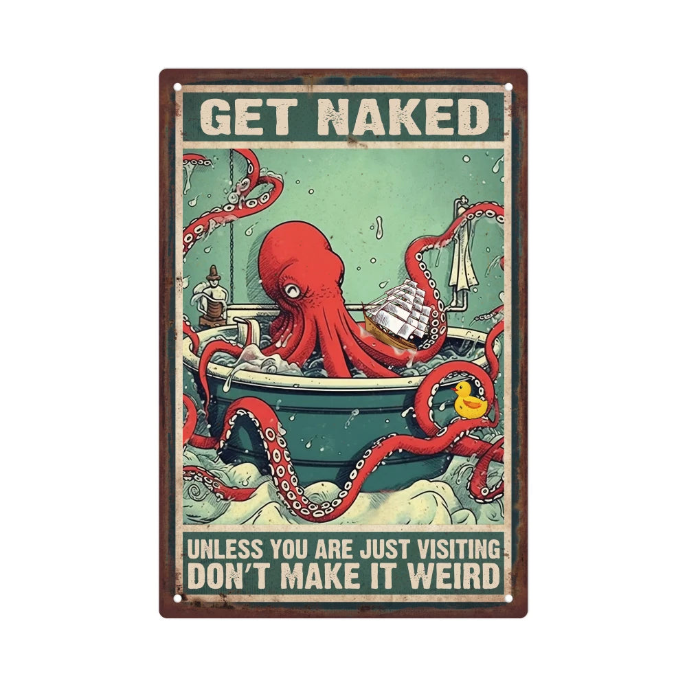 1 Piece Octopus Tin Plaque