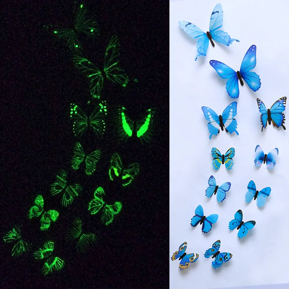 12pcs Luminous Butterfly Decal Wall Stickers