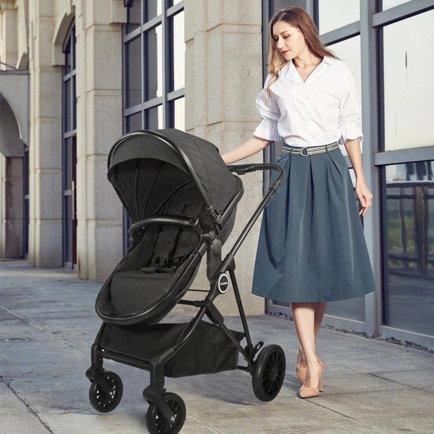 2-in-1 Baby Stroller, Folding & Baby Removable Footmuff